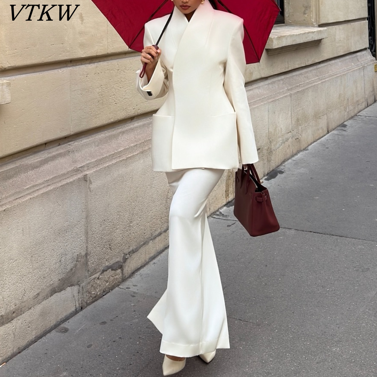 Women Formal Wear With Blazer - VTKW 2026 New Elegant Women's White