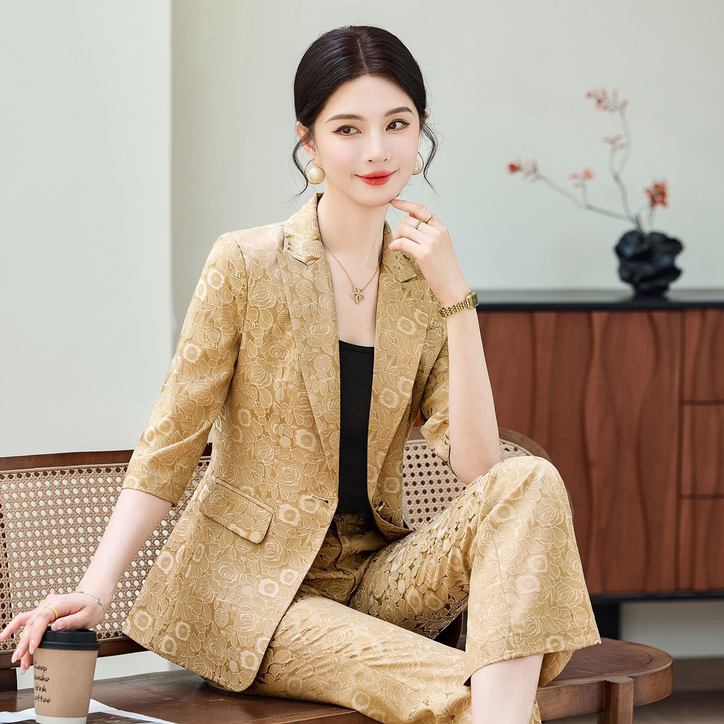 Fashion Apricot Half Sleeve Pr - đánh giá và giá Women Formal Wear With Blazer