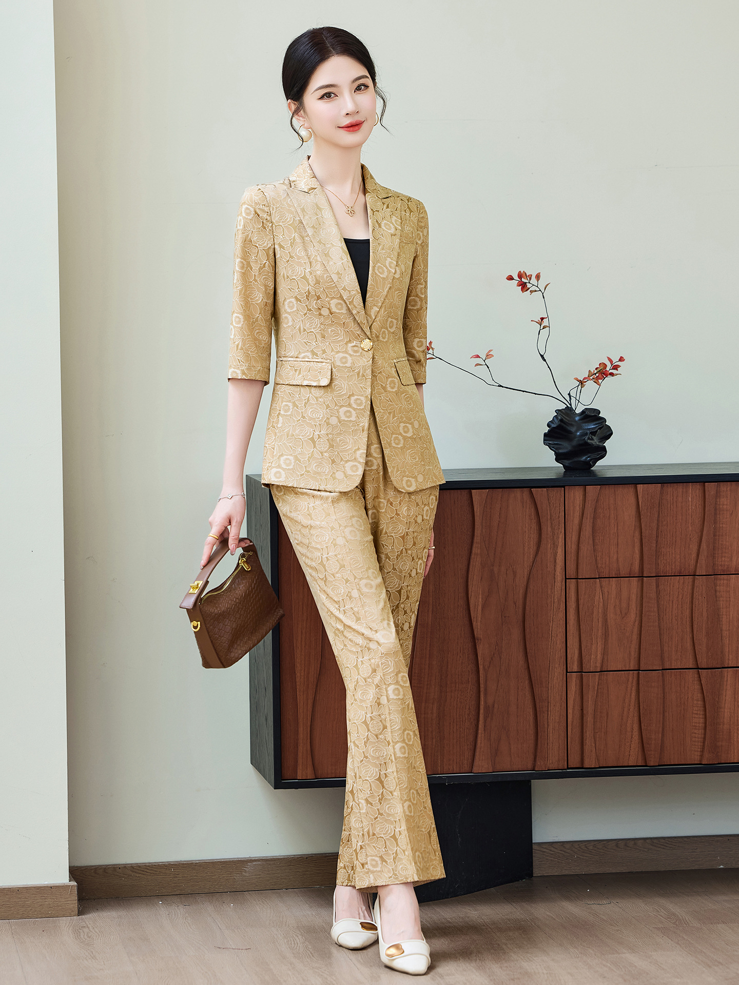 Fashion Apricot Half Sleeve Pr - đánh giá và giá Women Formal Wear With Blazer