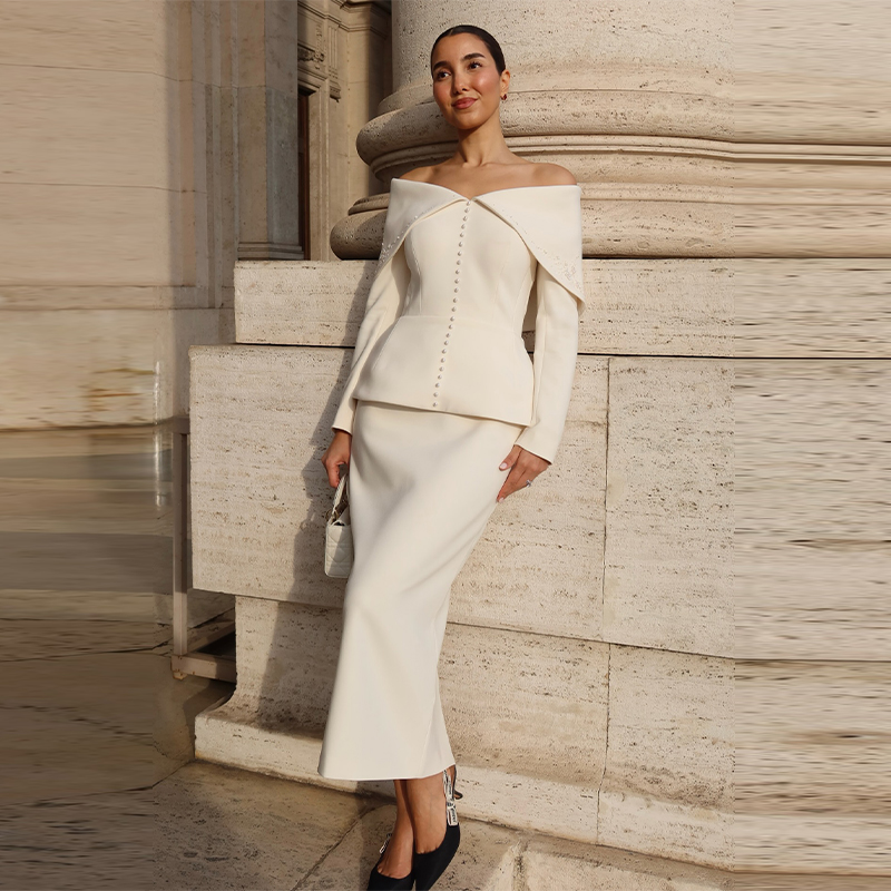 Elegant French White Peplum Tw - đánh giá và giá Women'S Formal Wear Suits