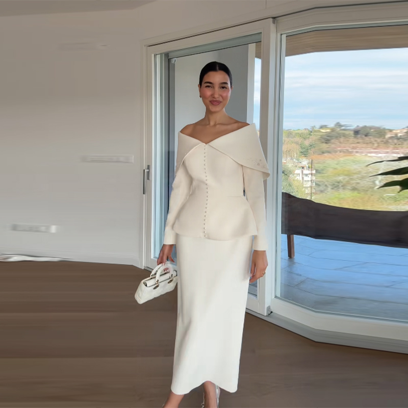 Elegant French White Peplum Tw - đánh giá và giá Women'S Formal Wear Suits