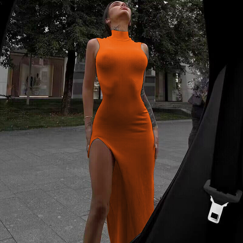 Y2k Sleeveless Orange Midi Wom - đánh giá và giá Formal Wear For Women Xl