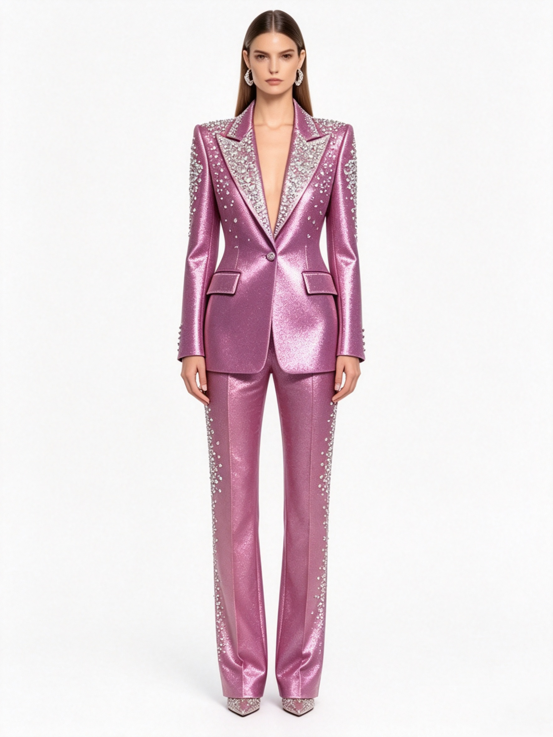 Luxury Crystals Pink Satin Wom - đánh giá và giá Women'S Formal Wear Suits