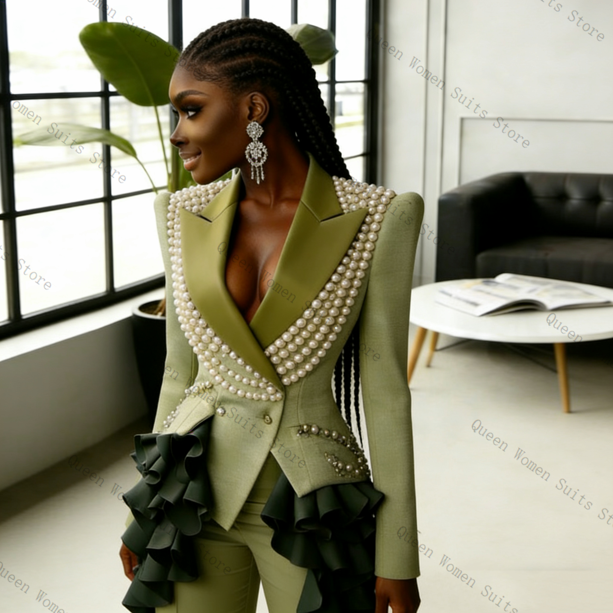 Luxury Pearls Women Suit Pants - đánh giá và giá Women'S Green Formal Wear