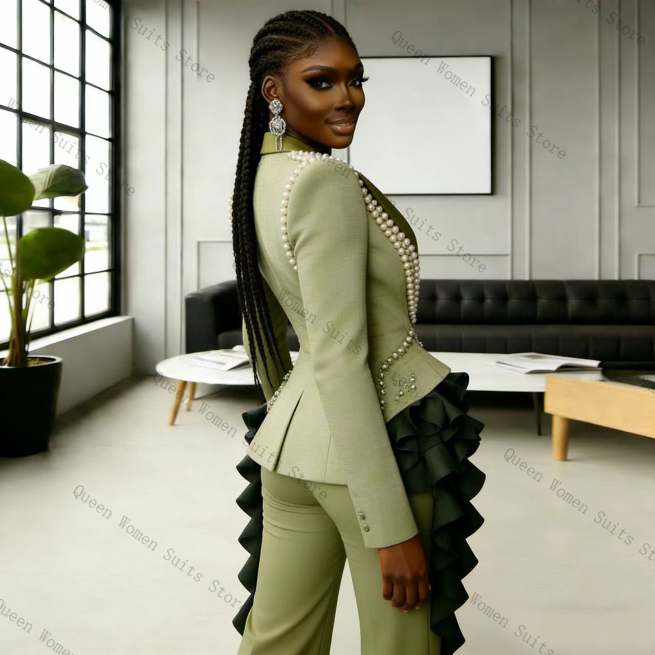 Luxury Pearls Women Suit Pants - đánh giá và giá Women'S Green Formal Wear