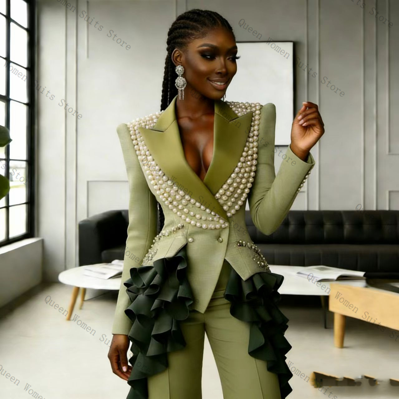 Luxury Pearls Women Suit Pants - đánh giá và giá Women'S Green Formal Wear